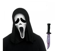 Officially Licensed Scream Ghost Face Mask + Knife Options : Adults Men Women Halloween Film Horror Fancy Dress Costume Accessory Set (Pearl Mask & Bloody Blade)