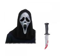 Officially Licensed Scream Ghost Face Mask + Knife Options : Adults Men Women Halloween Film Horror Fancy Dress Costume Accessory Set (Bling Crystal Mask & Bling Knife)