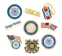Officially Licensed U.S. Coast Guard Pin, 9pc Set, Base, no gemstone