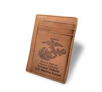 Officially Licensed U.S. Marine Corps (USMC) Slim Wallet | Genuine Cowhide Leather | Slim, Front-Pocket or Minimalist Wallet | Perfect US Marine, Veteran and Military Gift | Beautiful Gift Box