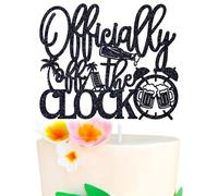 Officially Off the Clock Cake Topper, The Legend Has Retired, Office Coworker Goodbye Party/Going Away/Leaving Job/Happy Retirement Party Decorations Supplies, Black Glitter