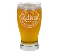 Officially Retired 2025 Engraved Retirement Beer Glass Gift - Funny Retirement Leaving Gift for Women or Men - Novelty Engraved Tulip Pint