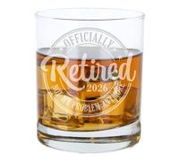 Officially Retired 2026 Engraved Retirement Whisky Glass Present Whiskey Glass Funny Retirement Gift Retired Leaving Gift for Women or Men Novelty Engraved Whisky Glass Not My Problem Anymore Glass