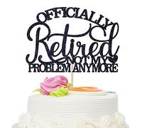 Officially Retired Cake Topper, Happy Retirement, The Legend Has Retired, Retirement Party Decorations Supplies - Black Glitter