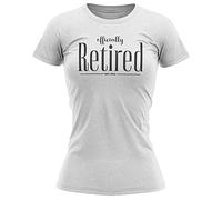 Officially Retired Est 2025 T Shirt for Women, Retirement Gifts for Ladies, Ideal Leaving Gift for Her, Fitted Funny Novelty Tee, M, White