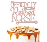 Officially Retired Nurse Cake Topper, Nurse Retirement Party Cake Decoration,Happy Retirement Party Supplies Rose Gold