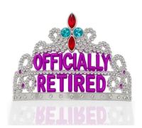 Officially Retired Tiara | Retired Crown | Office Retirement Celebration Decor | Retirement Gifts for Women & Men | Novelty Tiara For Retiree | Retirement Party Decorations | Silver | One Size