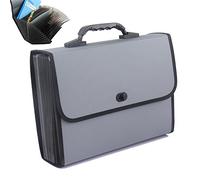 OffiConsent Expanding File Folder- Large Capacity Plastic 26 Pockets A4 Letter Size Expandable File Organizer Self Document Accordion File Folder Wallet Briefcase Business Filing Box with Handle（Grey）