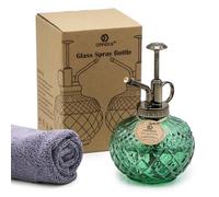 OFFIDIX Glass Watering Spray Bottle, 300ML Glass Plant Mister Emerald Green | Flower Watering Can with Plastic Top Pump Glass Spray Watering Cans for Small Plants Inside Home or Office