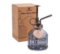 OFFIDIX Glass Watering Spray Bottle, Grey Flower Watering Can Plant Mist with Bronze Plastic Top Pump for Watering Small Plants Inside Home or Office