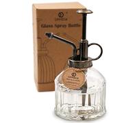 OFFIDIX Transparent Glass Watering Spray Bottle, Plant Mist Watering Can | with Bronze Plastic Top Pump for Watering Small Plants Inside Home or Office