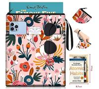 OffiEase Book Sleeve Pouch Cover Protector - Paperback Hard Book Booksleeve with Zipper Reading Accessories for Bookish Lovers Women Readers Bright Flowers