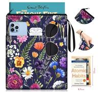 OffiEase Book Sleeve Pouch Cover Protector - Paperback Hard Book Booksleeve with Zipper Reading Accessories for Bookish Lovers Women Readers Colorful Flowers