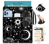 OffiEase Book Sleeve Pouch Cover Protector - Paperback Hard Book Booksleeve with Zipper Reading Accessories for Bookish Lovers Women Readers Sun Moon