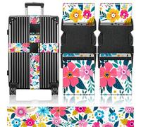 OffiEase Luggage Straps for Suitcases Travel Belt - Baggage Identifiers Suit Case Accessories with Buckle Nylon Adjustable Band Over Handle for Airport 2 pack Vector flower