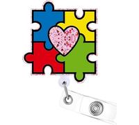 OffiEase Retractable Badge Holder Autism Awareness Badge Reel Nurse Accessories for Work Cute ID Clip Retractable Card Holder for Nursing Doctor Teacher Student