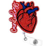 OffiEase Retractable Badge Holder Heart Badge Reel Nurse Accessories for Work Cute Cardiac Anatomy ID Clip Retractable Card Holder for Nursing Doctor Teacher Student