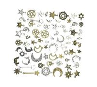 OFFIGAM 1 Set Alloy Pendant Set for DIY Jewelry Making Moon Star Charms for Necklaces Bracelets Keychains Crafts Premium Crafting Accessories for Creative Projects