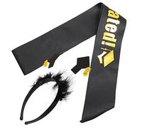 OFFIGAM 1 Set Mini Graduation Hat Headband Set with Sash Yellow Graduation Cap Hairband for Ceremony for Graduates and Photo Opportunities