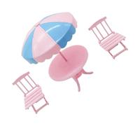 OFFIGAM 1 Set Miniature Beach with Umbrella Lifelike Dollhouse Furniture Including Chairs Smooth Surface Decorative Mini Accessory for Creative Play and Arrangement