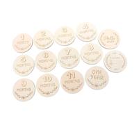 OFFIGAM 1 Set Wooden Monthly Milestone Cards Pregnancy Photo Props for Newborns Friendly Wood Unique Engraved Designs for Commemorating Growth