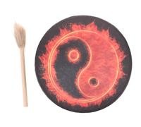 OFFIGAM 10 Inch Shaman Drum with Yin Yang Pattern and Bagua Totem Artwork, Wooden Frame Drum with Stick for Sound Therapy and Meditation Support in Spiritual Ritual and Outdoor Use