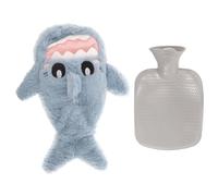 OFFIGAM 1000ml Refillable Hot Water Bag with Plush Shark-Shaped Cover, Heat Preservation and Non-Slip Texture, Soft Winter Supplies for Relief and Warm Comfort Random Color