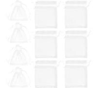 OFFIGAM 100pcs White Mesh Drawstring Gift Bags 2x3 Inches Small Lightweight Party Treats Bags for Jewelry and Cookies Storage, Easy to Open and Close, for Wedding Favour and Celebration