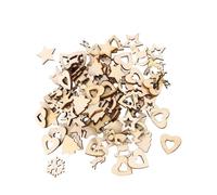 OFFIGAM 100pcs Wooden Xmas Pendant Mixed Pattern Christmas Tree Hanging Decor DIY Craft Ornaments Lightweight Bell Design Festive Home Wall Door Decorations