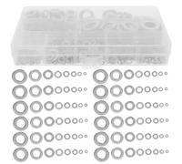 OFFIGAM 1010pcs Stainless Steel Flat Gasket and Metal Washers Set, Combination of Plastic and Stainless Steel Materials, Suitable for Home Repair and Industrial Use, Silver Finish