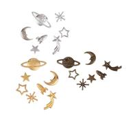 OFFIGAM 105Pcs Metal Star Moon DIY Material Bag Handmade Jewelry Accessories for Crafting Includes Silver Gold Bronze Celestial Charms for Pendant Bracelet Making