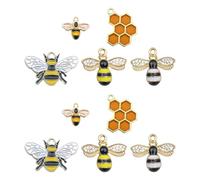 OFFIGAM 10pcs Alloy Bee Charms, Honeycomb Pendant Craft Accessories for DIY Jewellery Making, Bracelet and Necklace Crafts, Decorative Realistic Cute Kawaii Bee Ornament