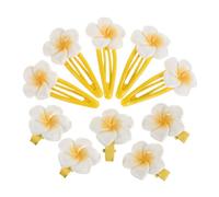 OFFIGAM 10pcs Hawaiian Plumeria Hair Clips Floral Barrettes for Sweet Little Girl Hair Accessories Nonslip Bangs Clips for Beach Tropical Styles