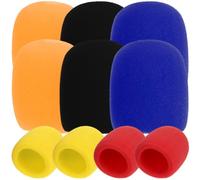 OFFIGAM 10Pcs Microphone Covers Thick Sponge Windscreen for Handheld Microphones Red Orange Black Yellow Colors Reduces Wind Noise Protects and Saliva