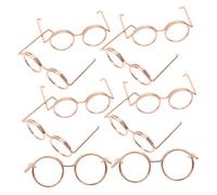OFFIGAM 10pcs Mini Doll Glasses Metal Wire Round Frame Doll Eyewear Accessories Lightweight Funny Glasses Decor for Dress Up and Miniature Crafts