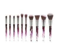 OFFIGAM 10pcs Professional Makeup Brush Set Crystal Powder Brush with White and Purple Nylon Bristles, No Shedding, Safe for Washing, for Daily and Professional Use