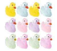 OFFIGAM 12Pcs Luminous Mini Resin Swan Figurines Cute Tiny Animal Statues in 6 Colors for Dollhouse Accessories and Micro Landscape Decoration Set