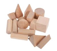 OFFIGAM 15Pcs Natural Beechwood Geometric Blocks for Montessori Math Learning Classroom Manipulatives Encourages Imaginative Play Spatial Reasoning