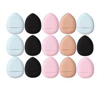 OFFIGAM 15pcs Small Polyurethane Makeup Powder Puff Set, Portable and Breathable Mini Finger Sponge for Dry and Wet Facial Foundation Application, Practical Makeup Tools for Random Color