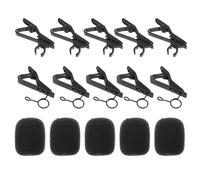 OFFIGAM 18pcs Mini Metal Wireless Microphone Set with 6.35mm Tie Clips, 6 Mic Sponge Covers, and 7.5mm Circle Wire Clips - Microphone Accessories Kit for Recording and Podcasting