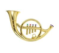 OFFIGAM 1Pc Lifelike French Horn Model for Realistic Performance Prop for Stage Shows and Educational Play Four Tone Design Gold Finish