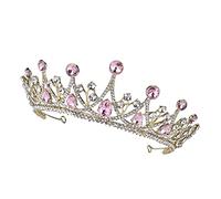 OFFIGAM 1Pc Rhinestone Bridal Crown Headdress Luxurious Pink Wedding Hair Accessory for Banquet Birthday and Special Occasions Lightweight and Comfortable Design