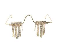 OFFIGAM 1Pc Rhinestone No Frame Glasses with Decorative Tassels Favor for Boys Fun Photo Prop for Various Occasions Golden