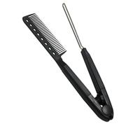 OFFIGAM 1pc Shaped Hair Straightening Brush Skin Friendly Hair Tool for Effortless Styling Comfortable Grip Durable Design Black Color