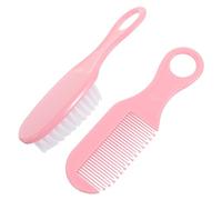 OFFIGAM 1Set Brush and Comb Soft Massage Hair Brush and Comb Kit for Newborns Pink Promote and Brain Development Gentle Tooth Design for Sensitive Scalps