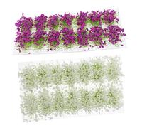 OFFIGAM 2 Boxes Miniature Grass Tufts for Diorama Tabletop Models White Purple Simulation Grass Cluster Durable Material for Sand Table Micro Landscape Decoration