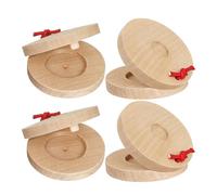 OFFIGAM 2 Pairs Wooden Finger Castanets of Round Percussion Instruments for Educational Rhythm for Hand Eye Coordination Intelligence Development for Early Learning Activities