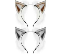 OFFIGAM 2 Pcs Furry Ears Headbands with Three-dimensional Fox Ears Lightweight for Daily Life and Makeup for Halloween and Christmas Parties