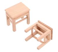 OFFIGAM 2 Pcs Mini Wooden Stool Adorable Dollhouse Accessories for Enhancing Realism Miniature Home Scenes Detailed Tiny Chairs for Dolls for Cozy Play Environments