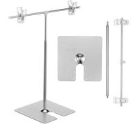 OFFIGAM 2 Pcs Retractable Banner Stand T Shaped Poster Stand Stainless Steel Minimalist Stylish Versatile Multi-functional Table Top Display for Stores Supermarkets 10.22x5.31x1.26in